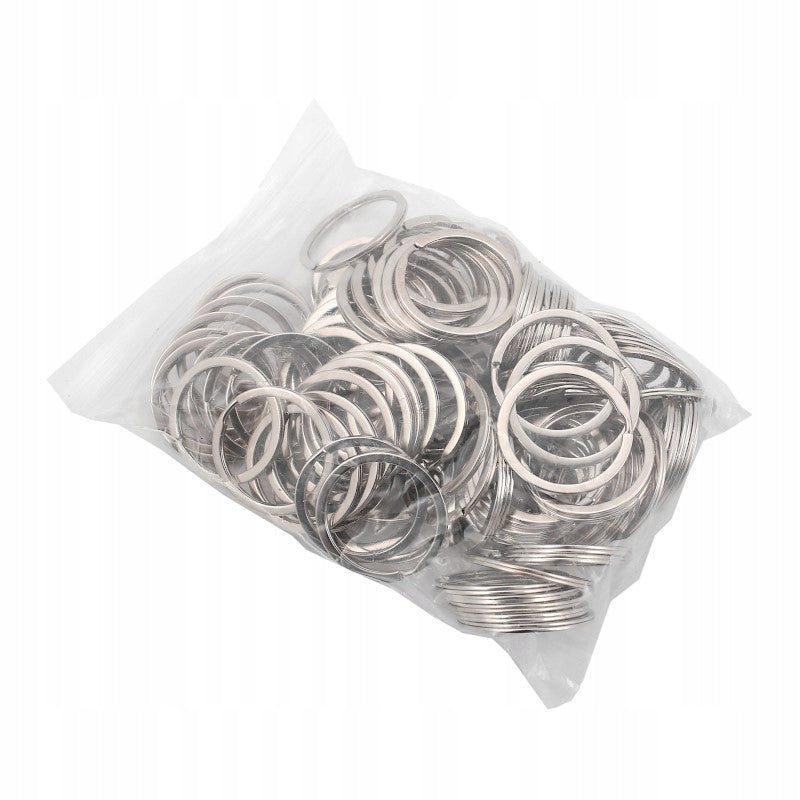 Kółko baza do kluczy, brelok, 20mm drut płaski niklowany, 100 sztuk ZESTAW