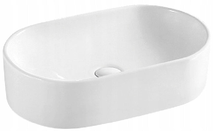 Umywalka nablatowa ceramiczna biała owalna 52x33x13cm
