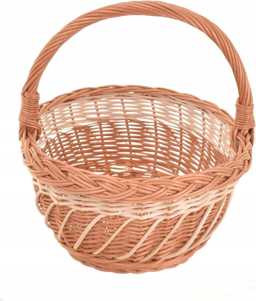 Aqbau kosz wiklinowy dwukolorowy naturalny wielkanocny koszyczek 34cm