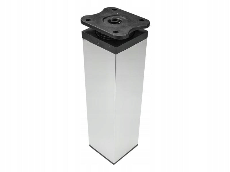 4x nóżka meblowa z aluminium KWADRATOWA z regulacją 4x4/H-15cm chrom/czarny