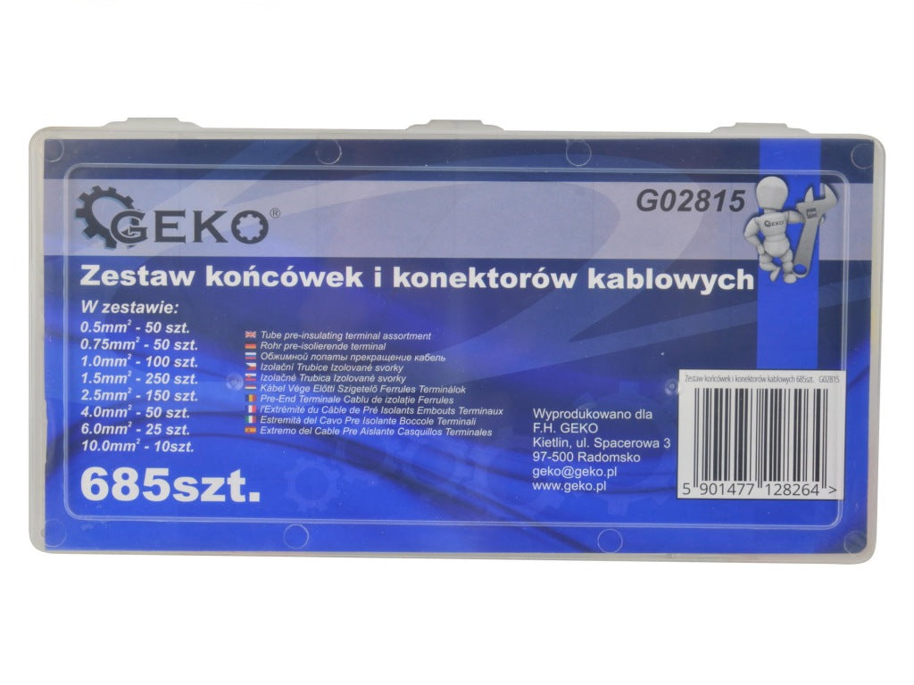 Zestaw końcówek i konektorów kablowych 685szt