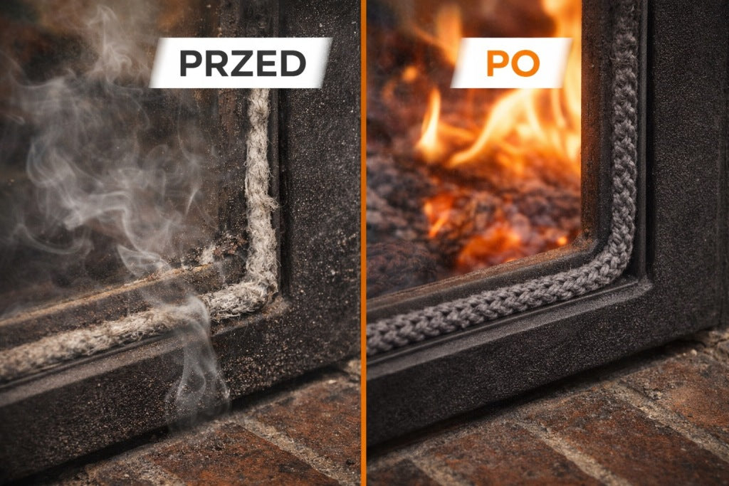 Aqbau zestaw naprawczy do kominka pieca z klejem do 1100°C długość 2,5m 6mm