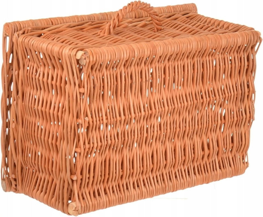 Aqbau kosz wiklinowy z pokrywą 40×26×18 cm kuferek przechowywanie dekoracja