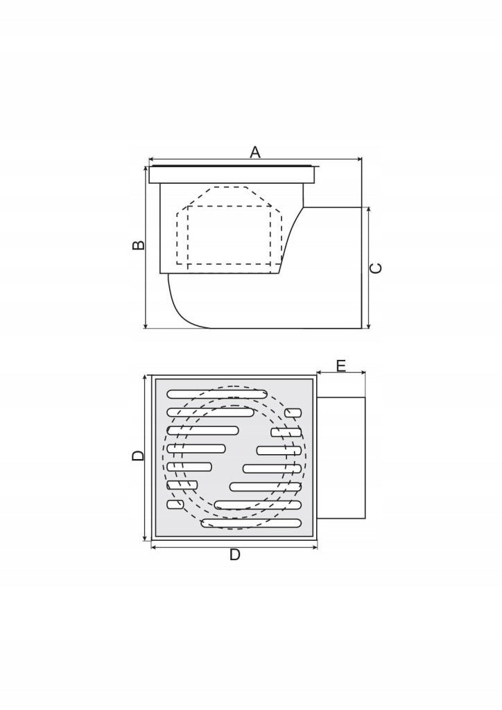 Aqbau kratka kanalizacyjna, ruszt plastikowy śr. 50 mm, 10 x10 cm BIAŁA kąt