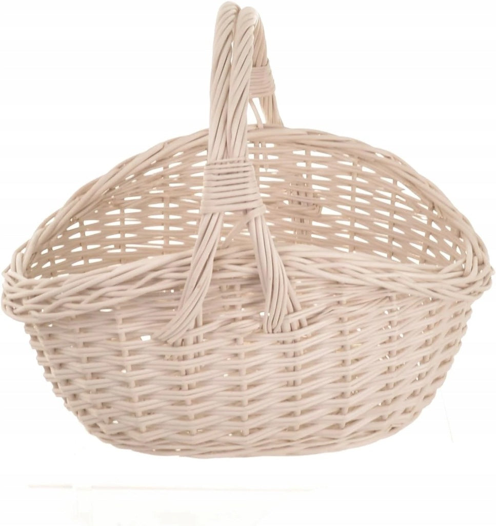 Aqbau kosz biały wiklinowy naturalny wielkanocny koszyczek rozmiar L-41cm