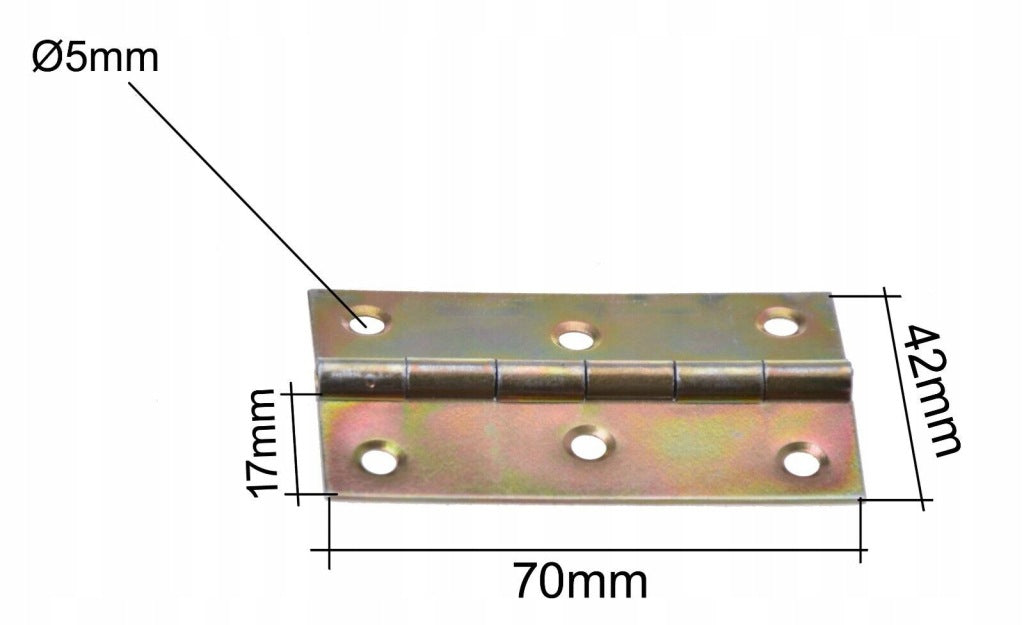 Zawias splatany 70 x 42mm meblowy skrzyniowy budowlany ocynk złoty 100 szt