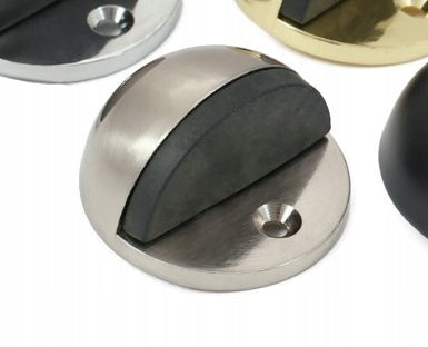 Odbojnik drzwiowy 45x25mm nikiel satyna zabezpieczenie metalowo gumowe