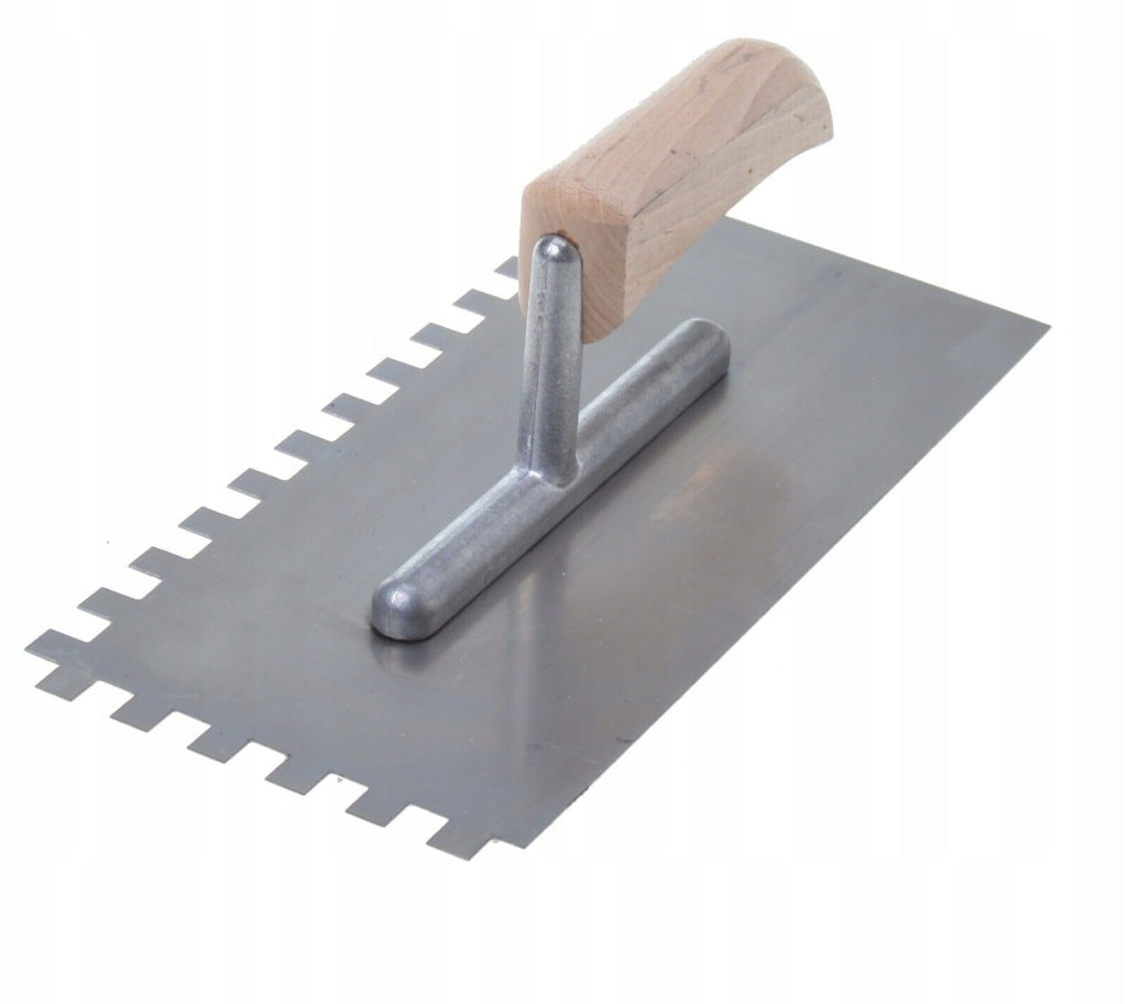 PACA DO KLEJU NIERDZEWNA ZĘBATA Z ZĘBAMI 10 x 10 270x130mm DREWNIANA RĄCZKA
