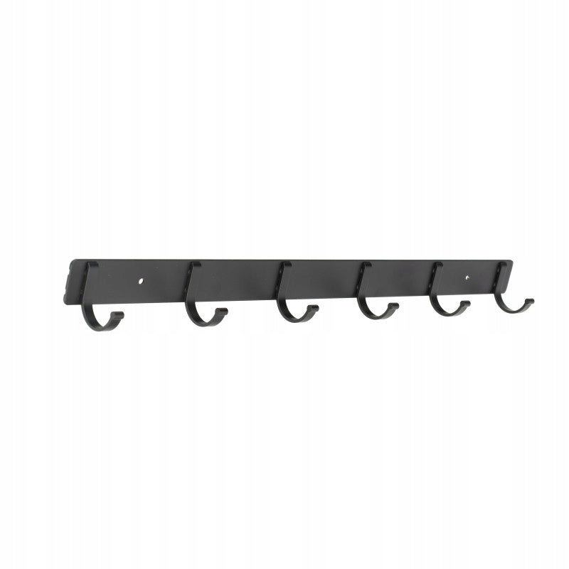 Aqbau metalowy wieszak szeregowy czarny 6 haków 46,5 cm mocny i solidny