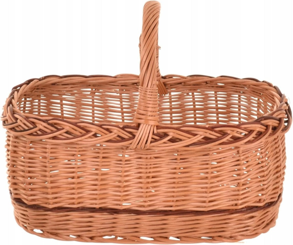 Aqbau koszyk wiklinowy na zakupy z rączką 36cm pleciony naturalny wielkanoc