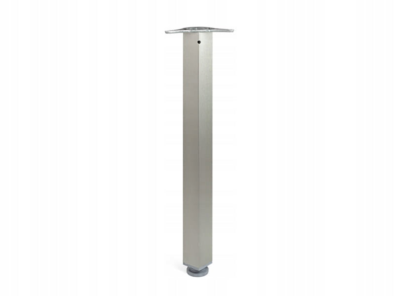 KOMPLET 4x Noga do stołu 6x6cm H-82 cm kwadrat z regulacją INOX kolor stali