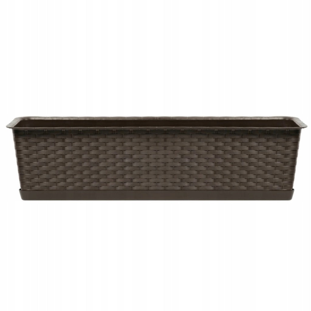 Skrzynka balkonowa RATOLLA 50cm brązowa, donica doniczka na kwiaty rattan