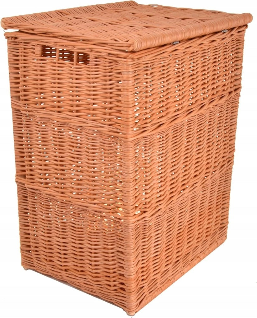 Aqbau wiklinowy kosz na pranie łazienowy koszyk eko duży z pokrywą 63x48x38