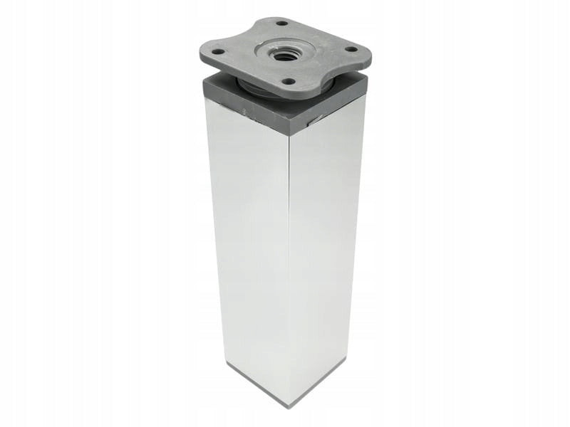 4x nóżka meblowa z aluminium KWADRATOWA z regulacją 4x4/H-15cm chrom/popiel