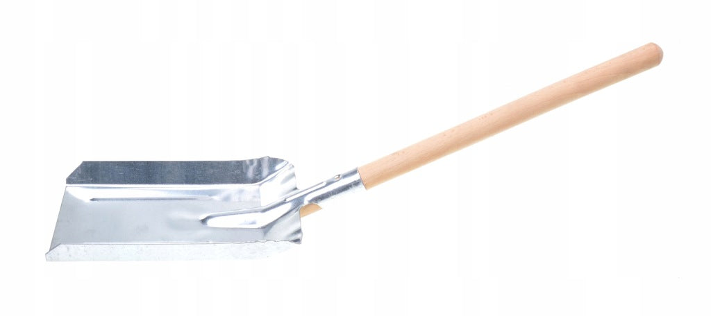 Łopatka do węgla, popiołu 67 cm, mocna i trwała szufelka ocynk i drewno