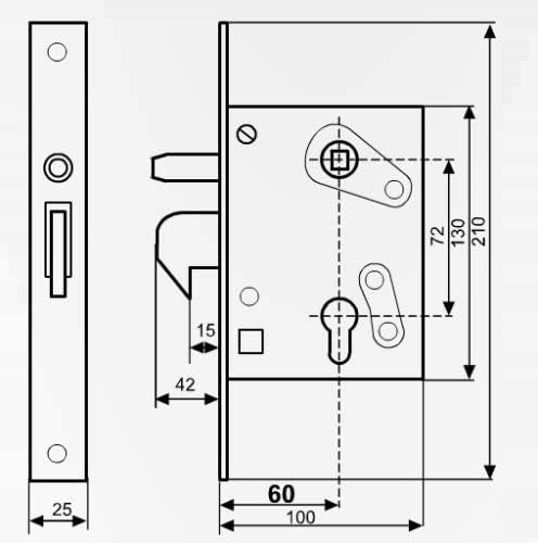 Aqbau zamek hakowy 72/60 wpuszczany do drzwi bramy ogrodzenia metal ocynk