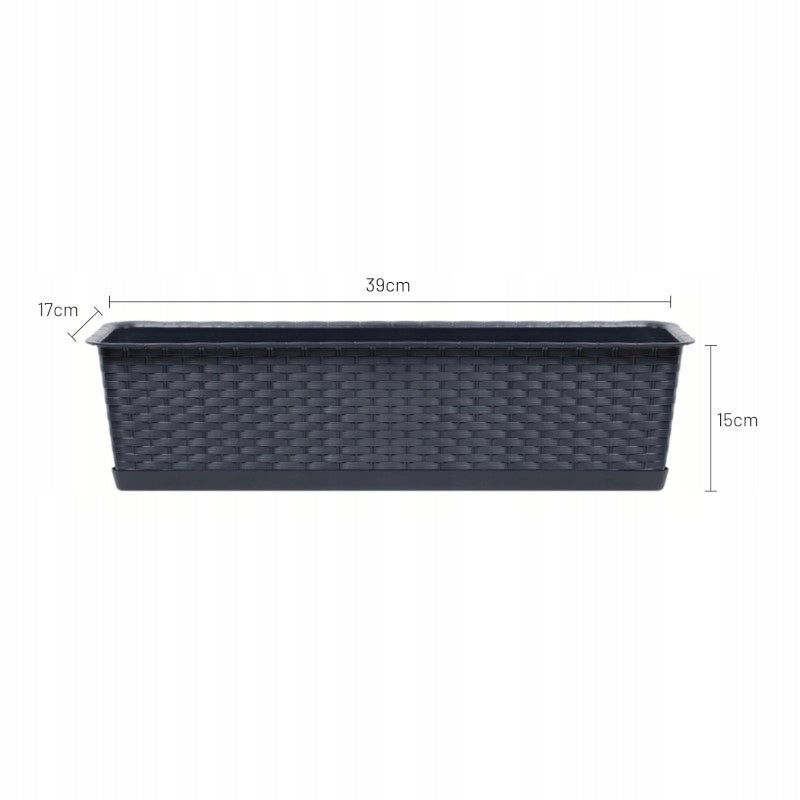 Skrzynka balkonowa RATOLLA 40cm antracyt donica doniczka na kwiaty rattan
