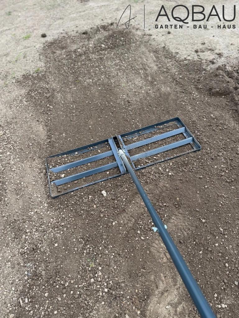 Aqbau niwelator terenu ręczny z trzonkiem 175 cm grabie trawnik 90x30 cm