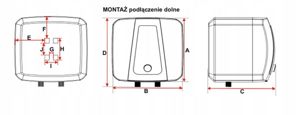Ogrzewacz wody elektryczny bojler podgrzewacz nadumywalkowy zasil dolne 15L