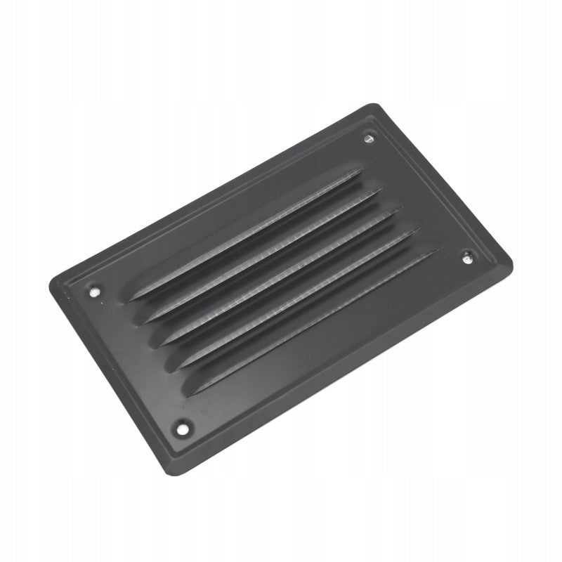Kratka wentylacyjna metalowa skośna 7x14cm grafit z blachy ocynk i siatka