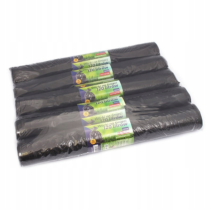 Worki na śmieci folia LDPE 160L/10szt czarne mocne