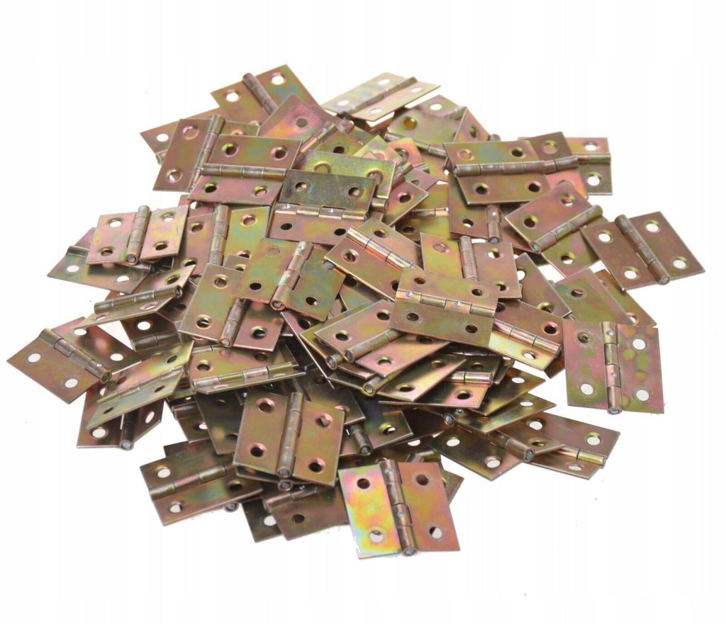 Zawiasy zawias splatany 30 x 30mm meblowy skrzyniowy ocynk złoty 50 szt