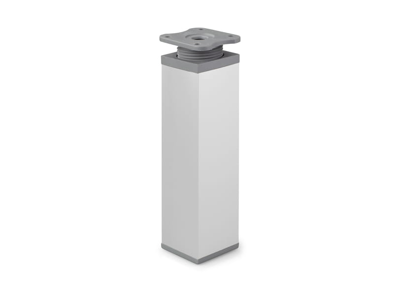 4x nóżka meblowa z aluminium KWADRATOWA z regulacją 4x4/H-15cm alu/ popiel