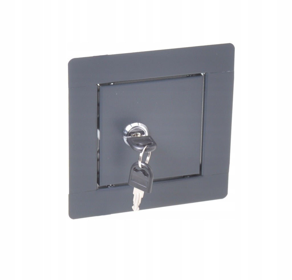DRZWICZKI REWIZYJNE GRAFITOWE METALOWE NA KLUCZYK 25X25cm