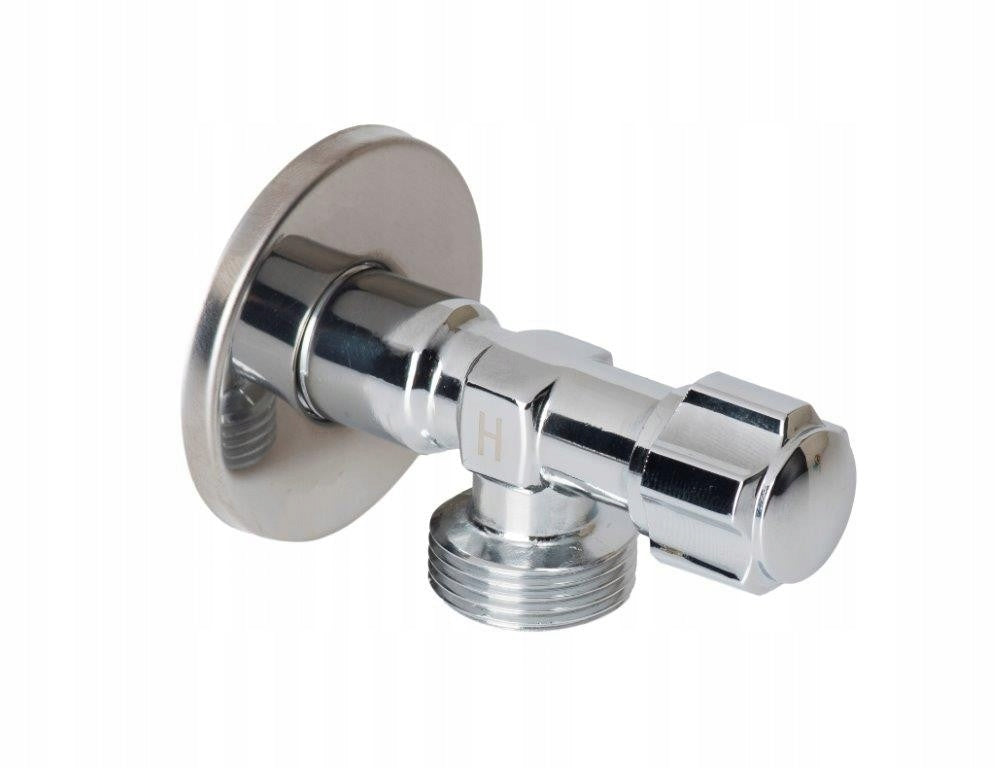 Aqbau zawór kątowy grzybkowy z rozetą 1/2"x1/2" mosiądz