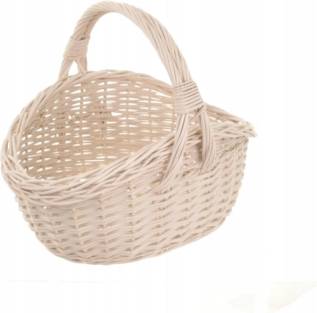 Aqbau kosz biały wiklinowy naturalny wielkanocny koszyczek rozmiar S-34cm