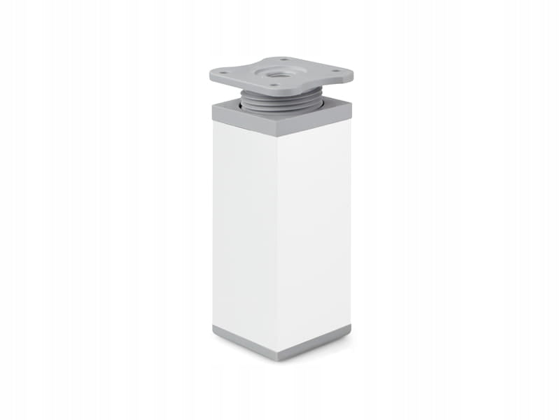 4x nóżka meblowa z aluminium KWADRATOWA z regulacją 4x4/H-12cm biały/popiel