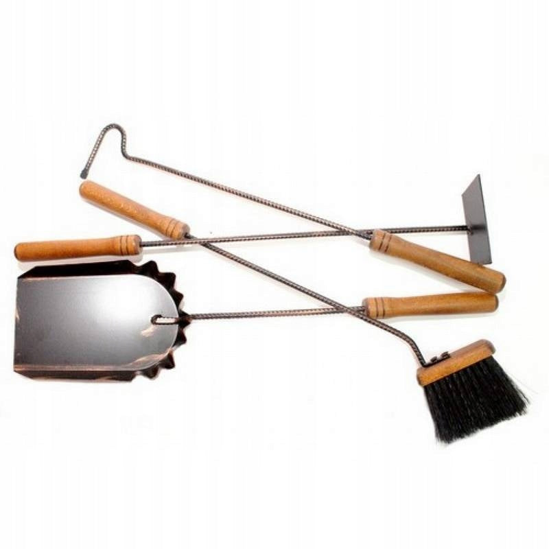 Zestaw akcesoria do kominka drewno + stal, 5 elementów