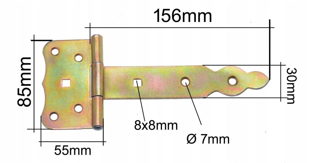 Zawias altanowy budowlany drzwiowy skrzyniowy meblowy żółty ocynk 150mm