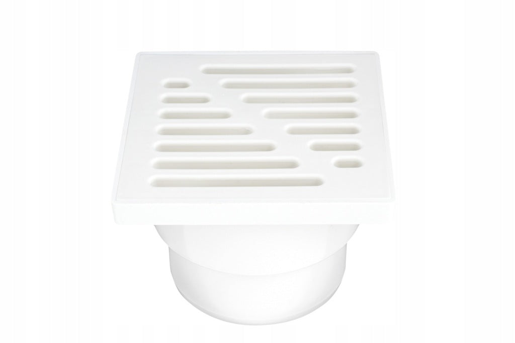 Aqbau kratka kanalizacyjna, ruszt plastikowy śr.110mm, 15x15cm BIAŁA prosta