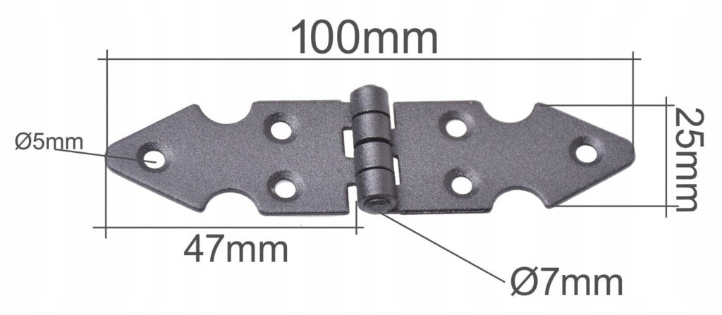 Zawias budowlany meblowy skrzyniowy retro ozdobny czarny 25x100mm (10szt)